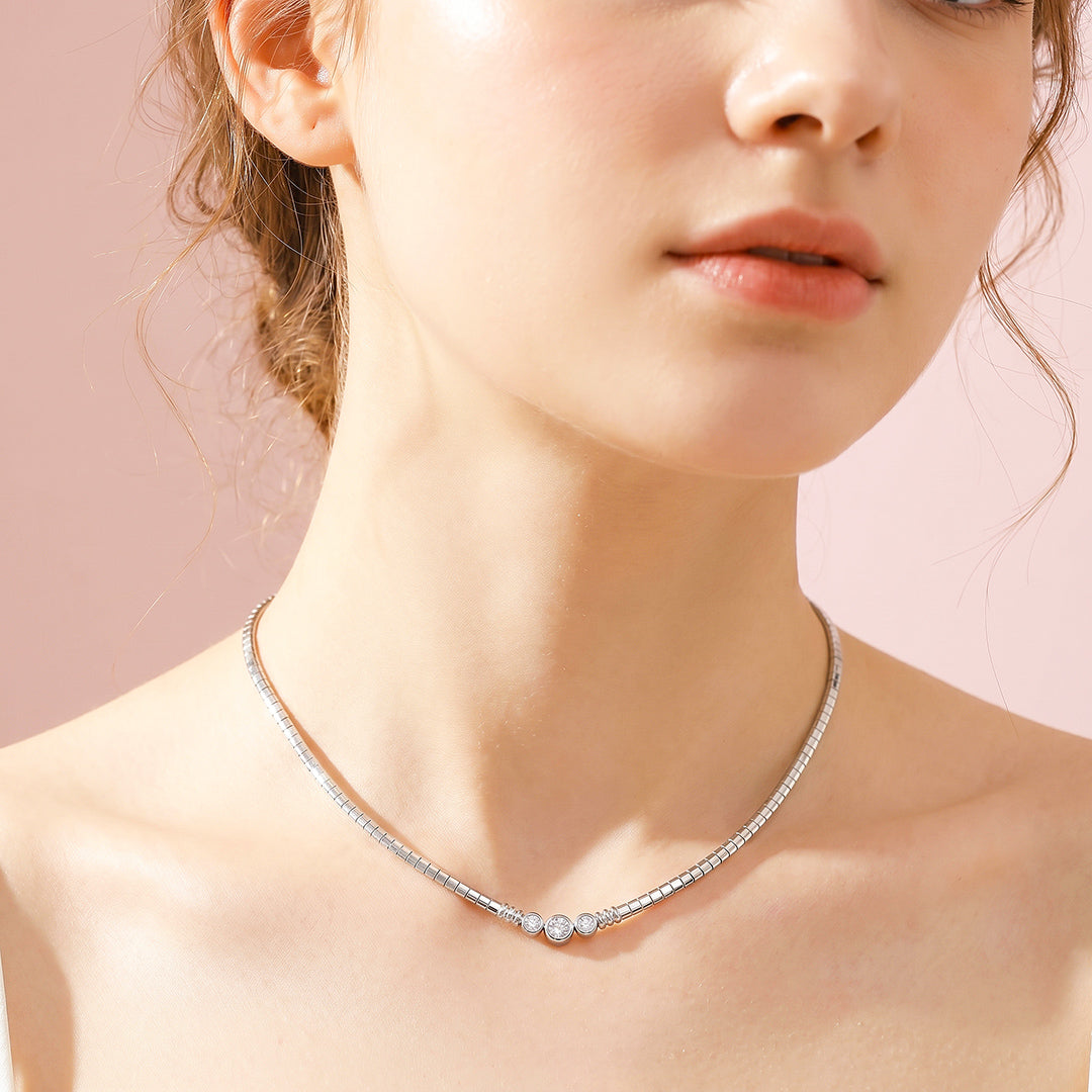 Triple Bezel Tank Chain Necklace | Luxe4556