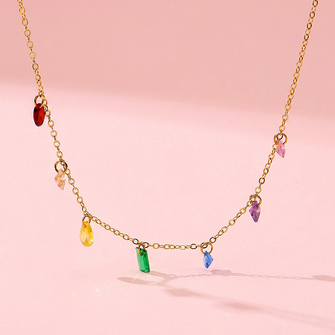 Multicolour Crystal Charm Drop Necklace | Luxe4557