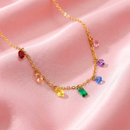 Multicolour Crystal Charm Drop Necklace | Luxe4557