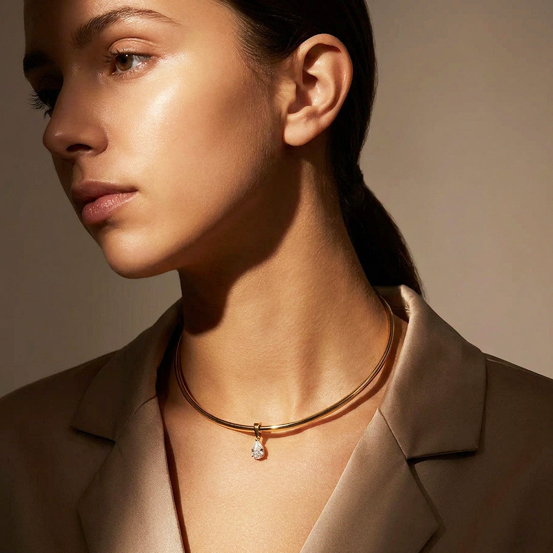 Pear Drop Torque Choker Necklace | Luxe4565