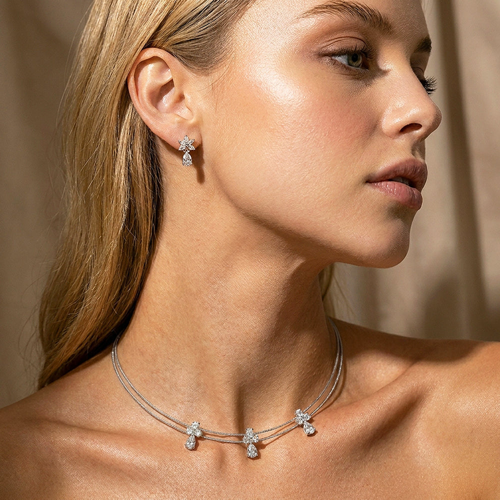 Floral Star Necklace & Earrings Set | Luxe4567