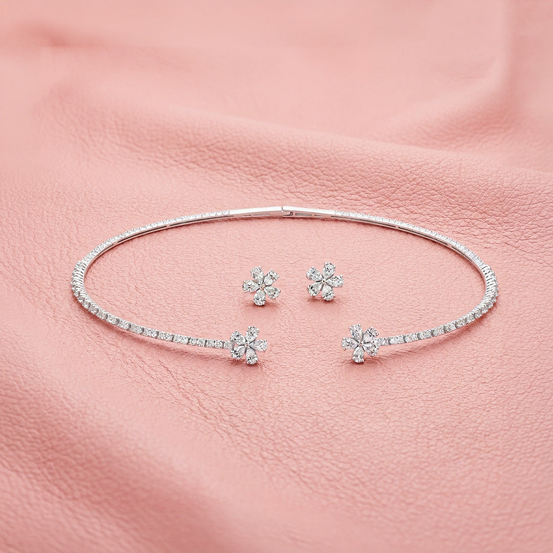 Floral Tennis Necklace &amp; Earrings Set | Luxe4568