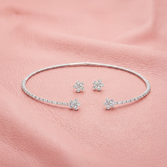 Floral Tennis Necklace &amp; Earrings Set | Luxe4568