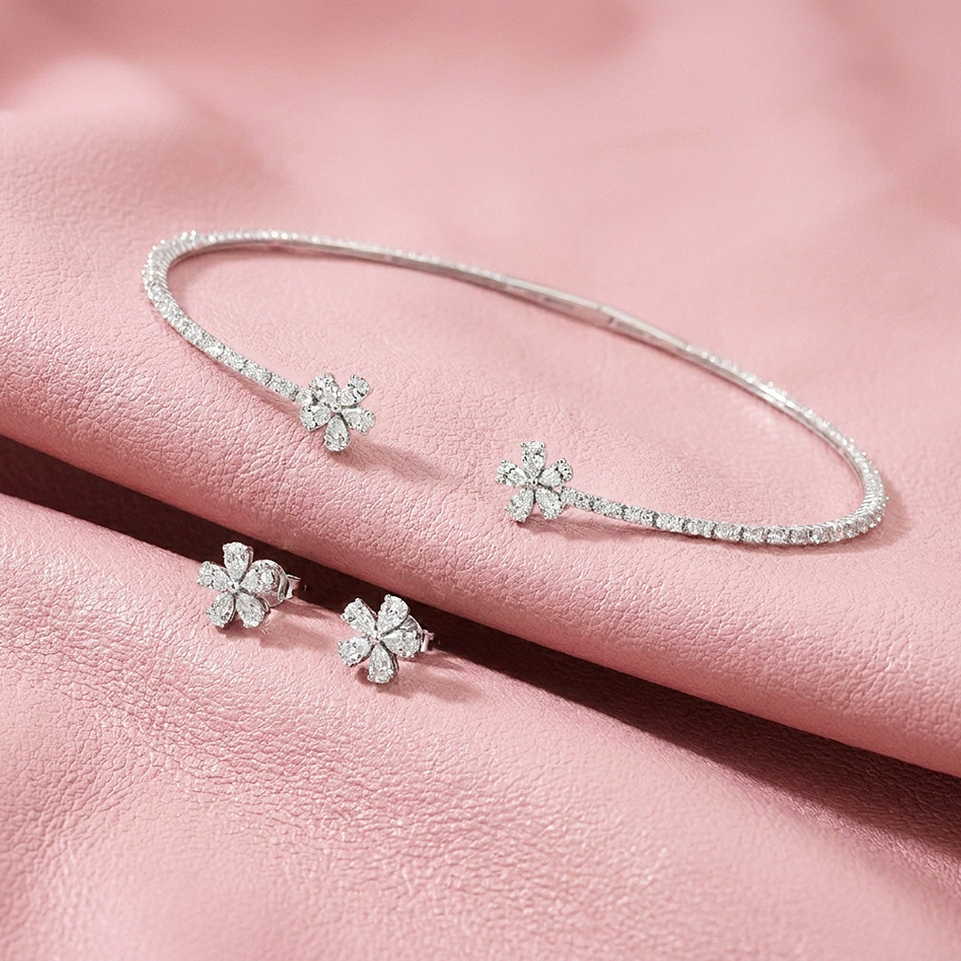 Floral Tennis Necklace &amp; Earrings Set | Luxe4568
