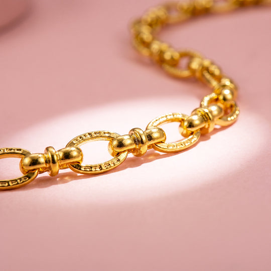 Textured Oval Link Chain Necklace | Luxe4572