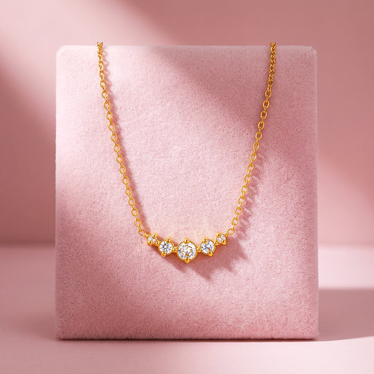Five-Stone Graduating Diamond Simulant Necklace | Luxe4574