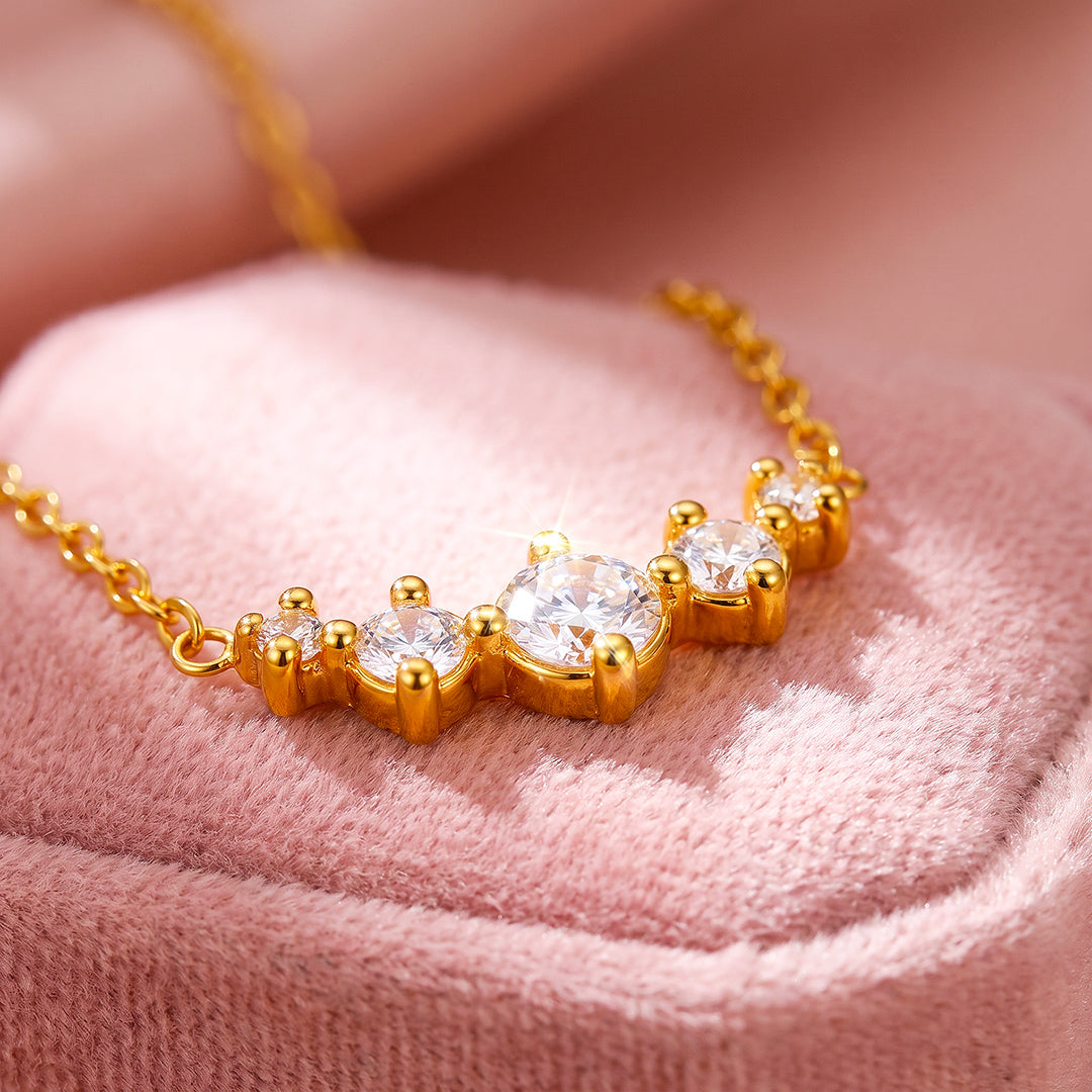 Five-Stone Graduating Diamond Simulant Necklace | Luxe4574