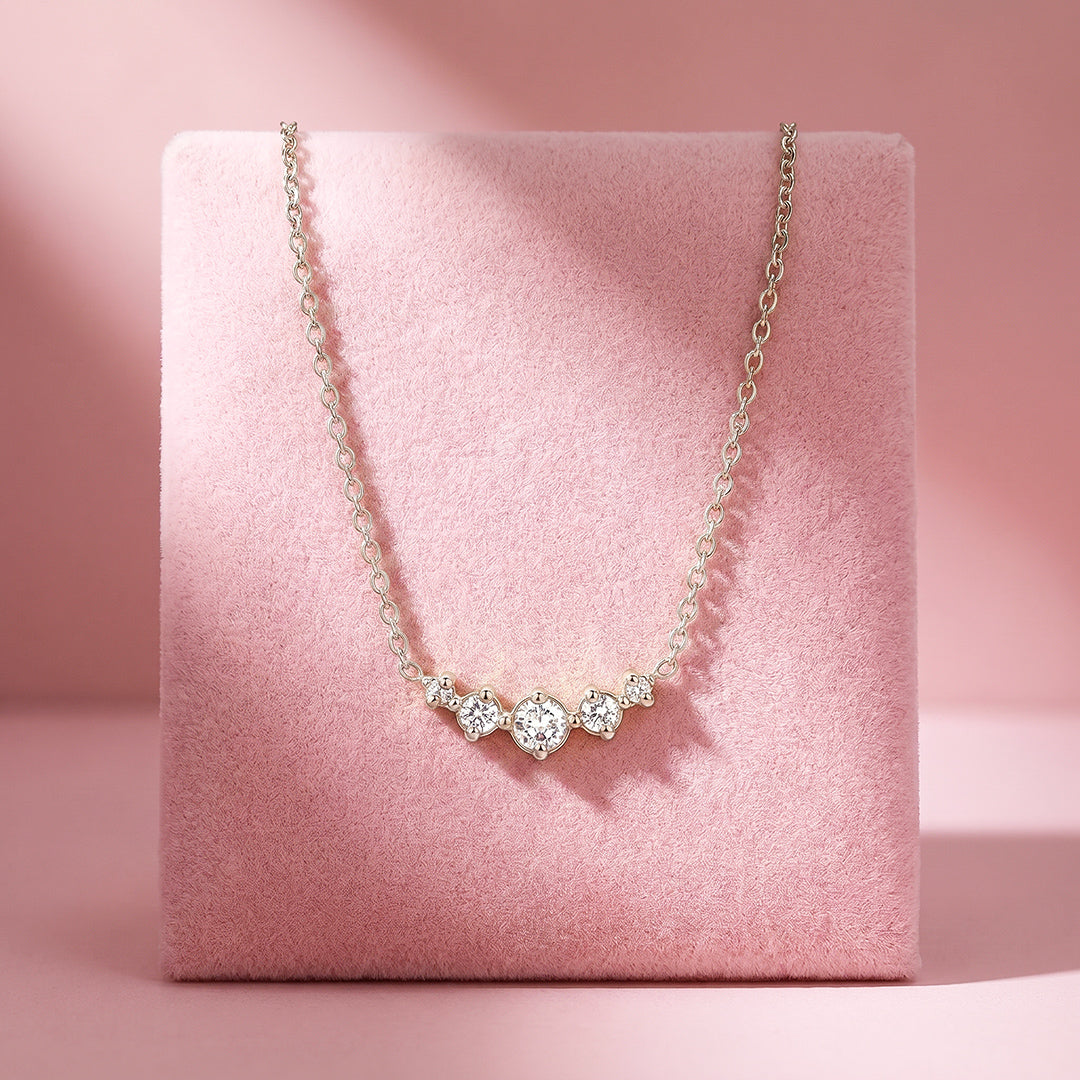 Five-Stone Graduating Diamond Simulant Necklace | Luxe4574