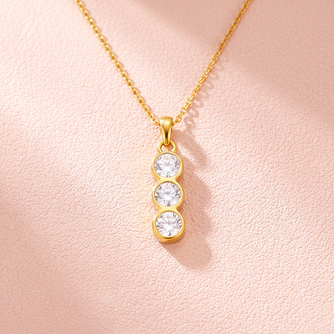 Triple Bezel Drop Necklace | Luxe4576