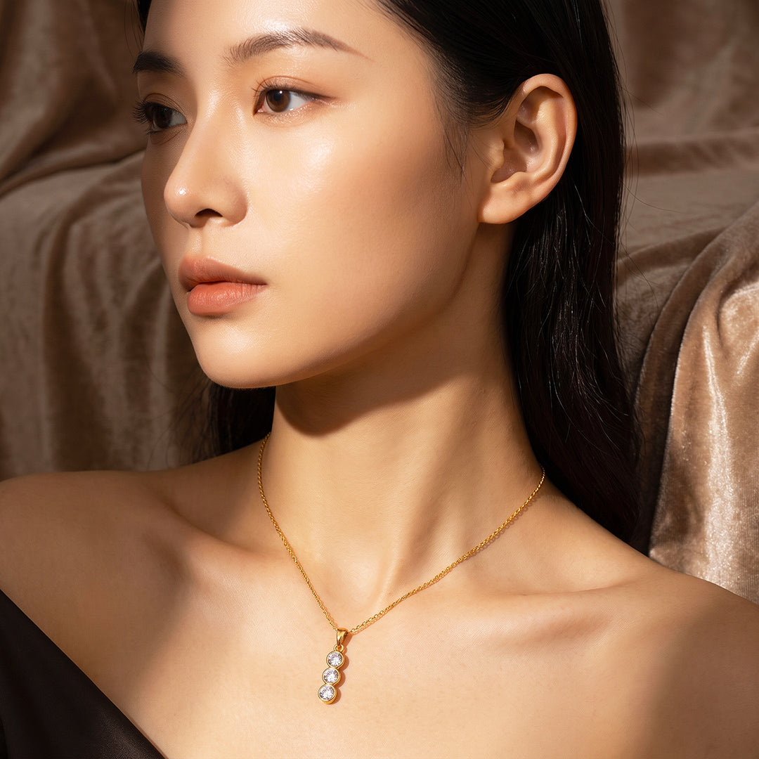 Triple Bezel Drop Necklace | Luxe4576
