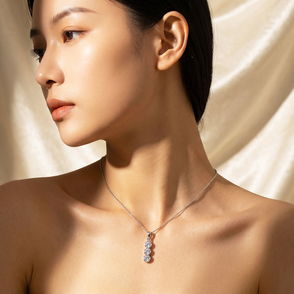 Triple Bezel Drop Necklace | Luxe4576