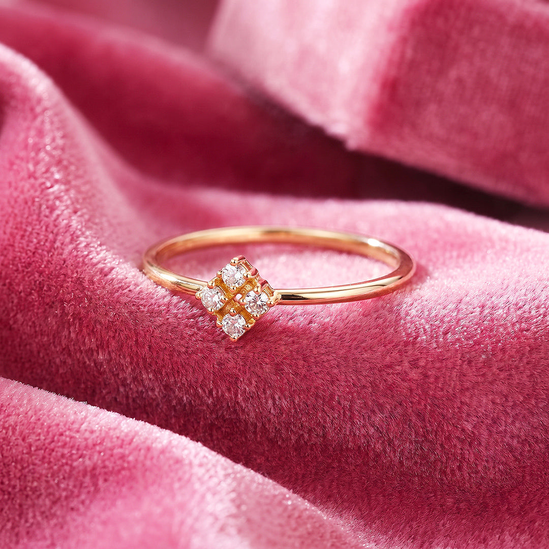 Gold Cluster Diamond Simulant Ring | Women&