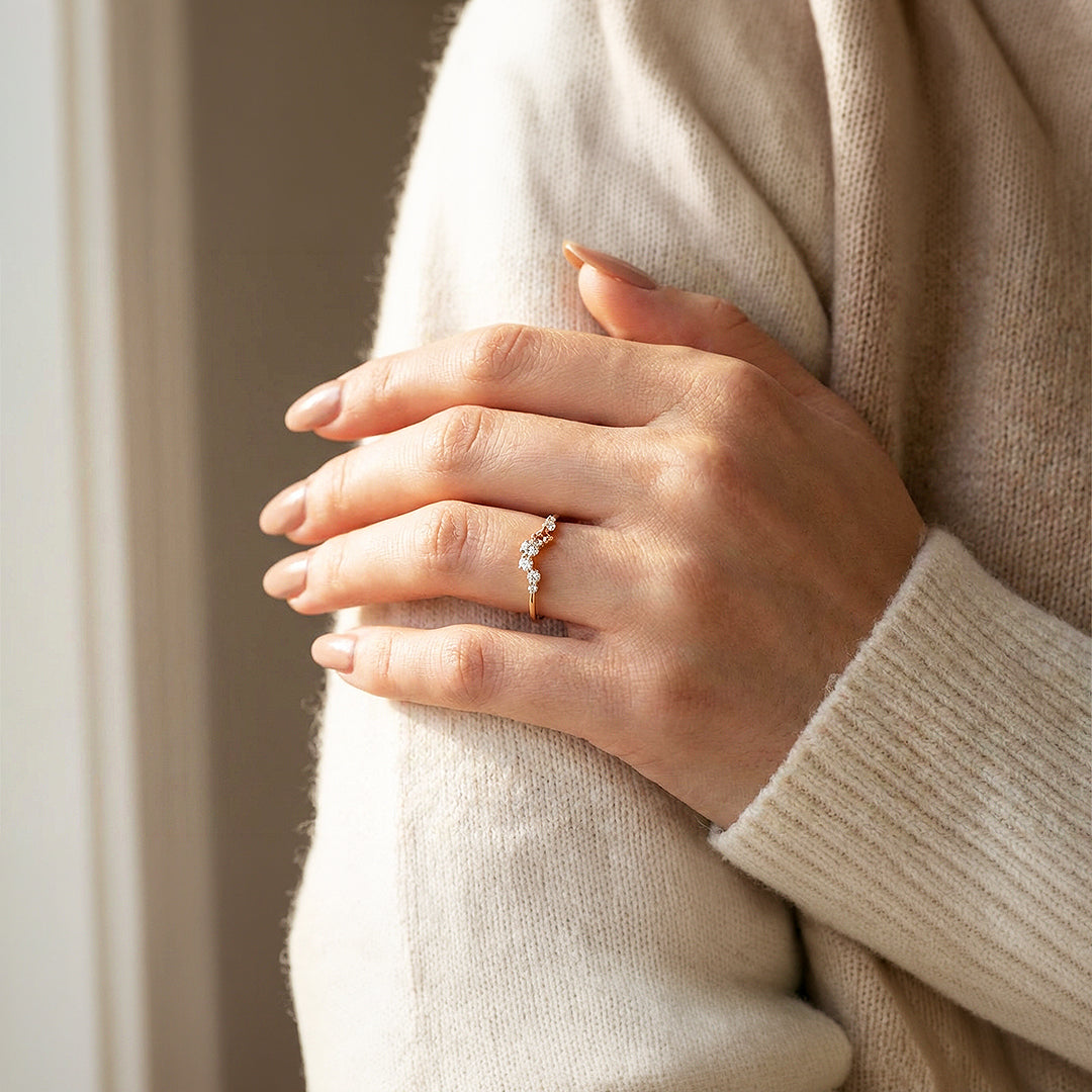 18K Gold Finish Wishbone Ring - Luxe5158 - Rings | Singapore Jewellery, Wedding Rings &amp; Gifts | Same Day Delivery | Tiara.com.sg