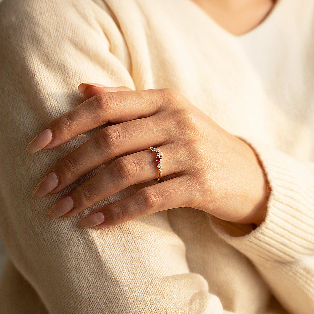 18K Gold Finish Wishbone Ring - Luxe5158 - Rings | Singapore Jewellery, Wedding Rings &amp; Gifts | Same Day Delivery | Tiara.com.sg