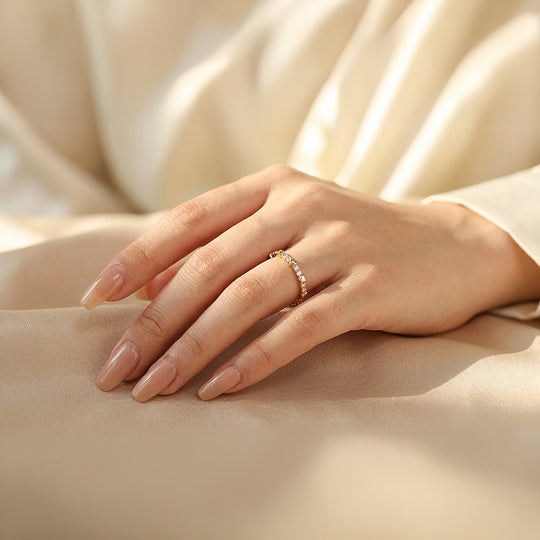 Eternity Band | Petite Hearts | Diamond Simulant | Gold Plating | Luxe5159 - Rings | Singapore Jewellery, Wedding Rings &amp; Gifts | Same Day Delivery | Tiara.com.sg
