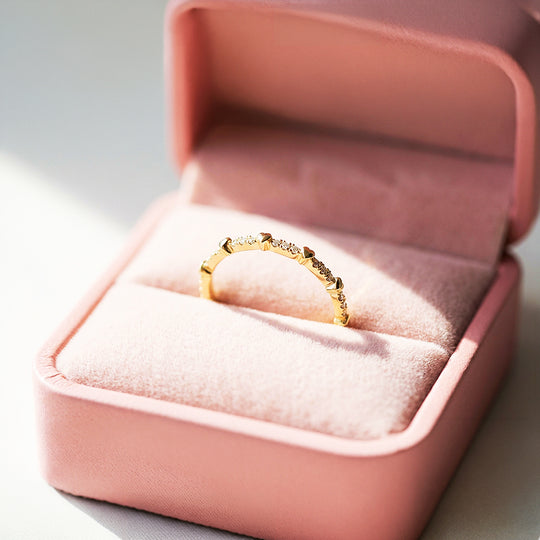 Eternity Band | Petite Hearts | Diamond Simulant | Gold Plating | Luxe5159 - Rings | Singapore Jewellery, Wedding Rings &amp; Gifts | Same Day Delivery | Tiara.com.sg