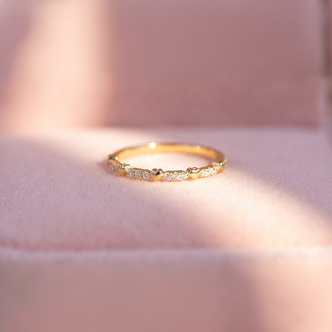 Eternity Band | Petite Hearts | Diamond Simulant | Gold Plating | Luxe5159 - Rings | Singapore Jewellery, Wedding Rings &amp; Gifts | Same Day Delivery | Tiara.com.sg