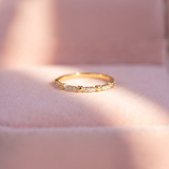 Eternity Band | Petite Hearts | Diamond Simulant | Gold Plating | Luxe5159 - Rings | Singapore Jewellery, Wedding Rings &amp; Gifts | Same Day Delivery | Tiara.com.sg