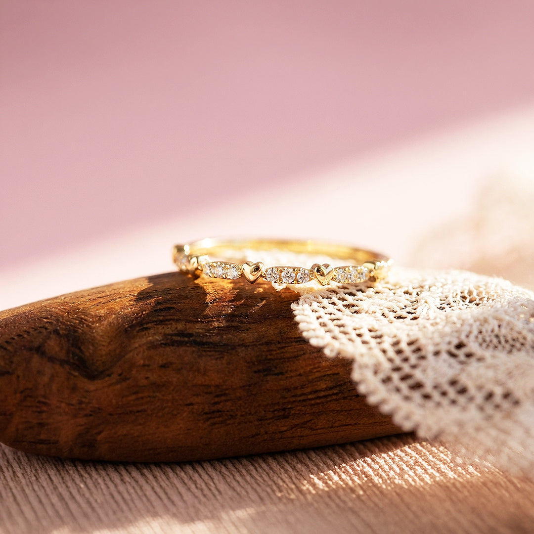 Eternity Band | Petite Hearts | Diamond Simulant | Gold Plating | Luxe5159 - Rings | Singapore Jewellery, Wedding Rings &amp; Gifts | Same Day Delivery | Tiara.com.sg