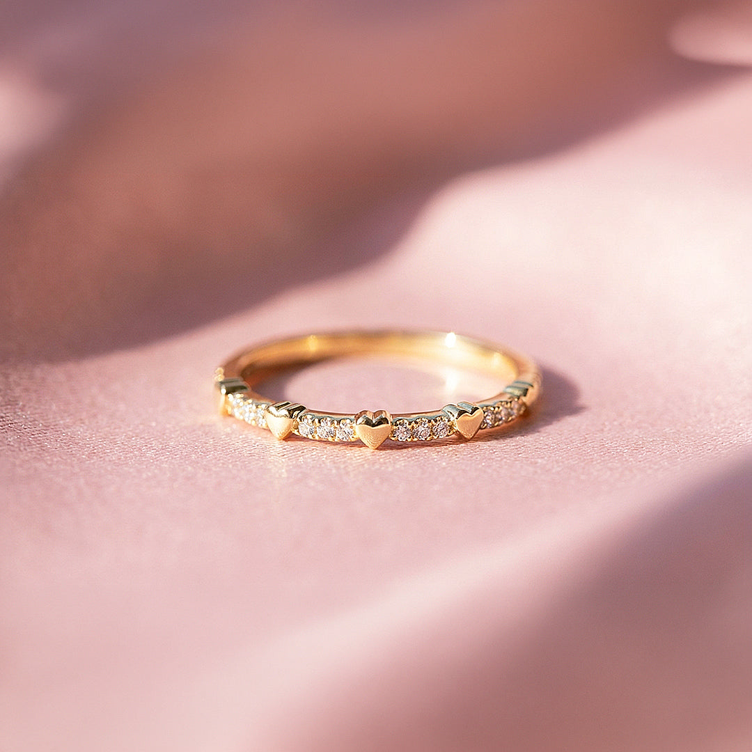 Eternity Band | Petite Hearts | Diamond Simulant | Gold Plating | Luxe5159 - Rings | Singapore Jewellery, Wedding Rings & Gifts | Same Day Delivery | Tiara.com.sg