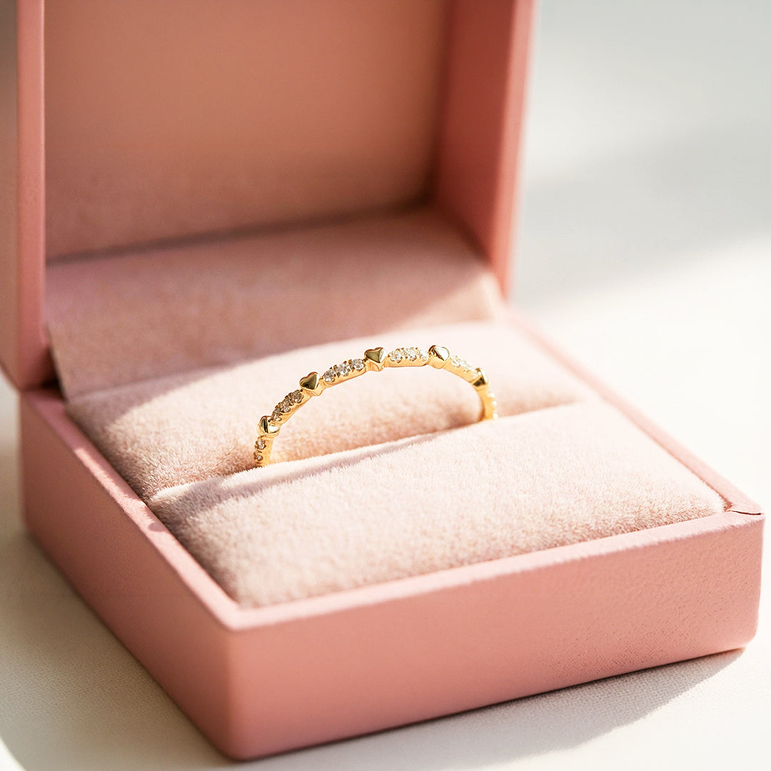 Eternity Band | Petite Hearts | Diamond Simulant | Gold Plating | Luxe5159 - Rings | Singapore Jewellery, Wedding Rings &amp; Gifts | Same Day Delivery | Tiara.com.sg