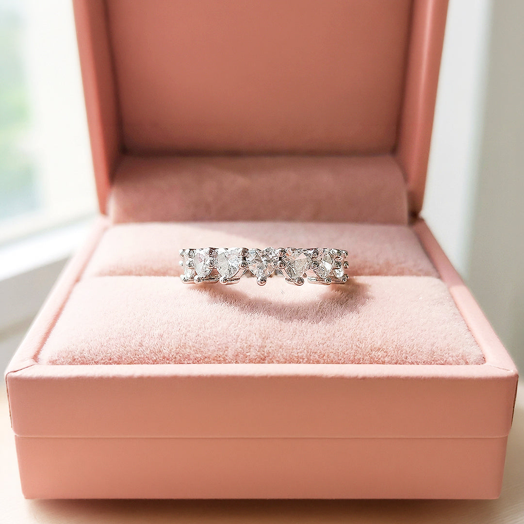 Eternity Band | Heart Cut | Diamond Simulant | White Gold Plating | Luxe5160 - Rings | Singapore Jewellery, Wedding Rings &amp; Gifts | Same Day Delivery | Tiara.com.sg