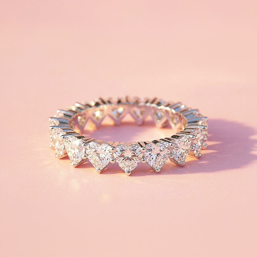 Eternity Band | Heart Cut | Diamond Simulant | White Gold Plating | Luxe5160 - Rings | Singapore Jewellery, Wedding Rings &amp; Gifts | Same Day Delivery | Tiara.com.sg