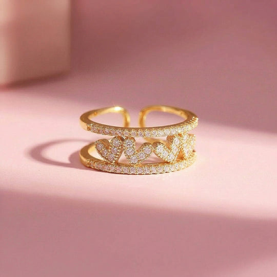 Double Band Heart Gallery Ring | Ruby | Luxe5165