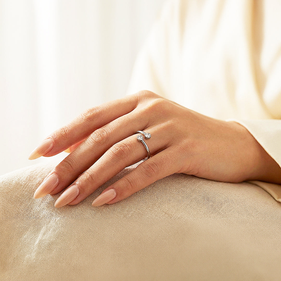 Toi et Moi Ring | Diamond Simulant | Stainless Steel | Luxe5166 - Rings | Singapore Jewellery, Wedding Rings &amp; Gifts | Same Day Delivery | Tiara.com.sg