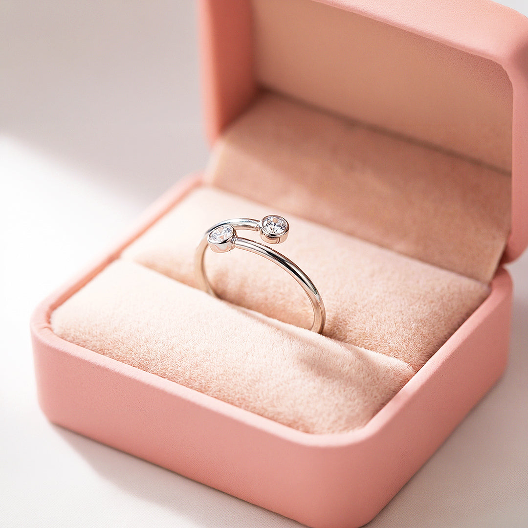 Toi et Moi Ring | Diamond Simulant | Stainless Steel | Luxe5166 - Rings | Singapore Jewellery, Wedding Rings &amp; Gifts | Same Day Delivery | Tiara.com.sg