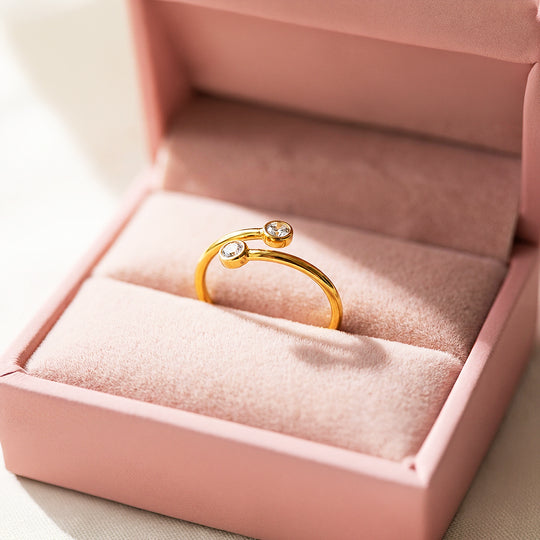 Toi et Moi Ring | Diamond Simulant | Stainless Steel | Luxe5166 - Rings | Singapore Jewellery, Wedding Rings &amp; Gifts | Same Day Delivery | Tiara.com.sg