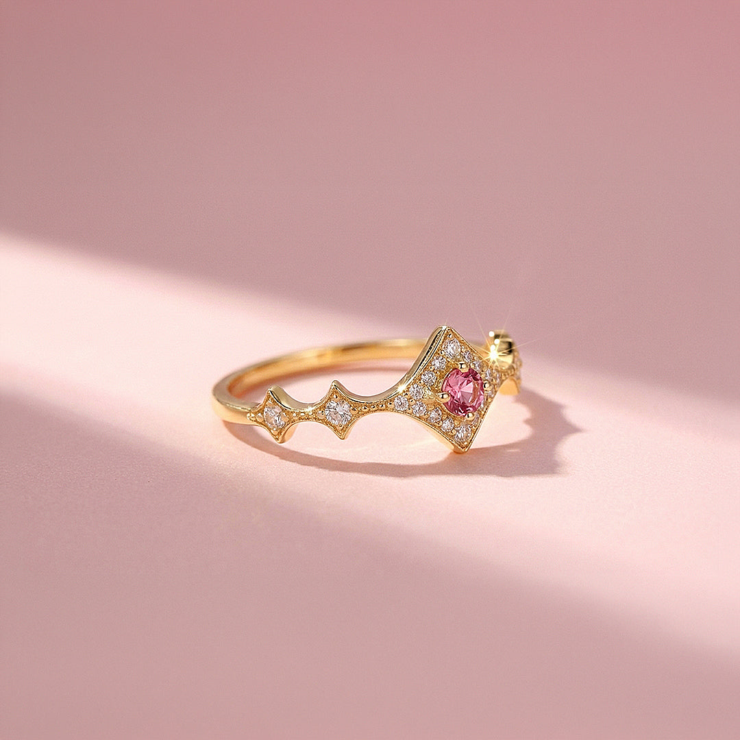 Statement Ring | Adjustable | Pink Diamond Simulant | Gold Plated | Luxe5172 - Rings | Singapore Jewellery, Wedding Rings &amp; Gifts | Same Day Delivery | Tiara.com.sg