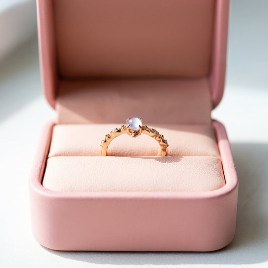 Solitaire Ring | Moonstone | Diamond Simulant | Gold Plated | Luxe5176 - Rings | Singapore Jewellery, Wedding Rings &amp; Gifts | Same Day Delivery | Tiara.com.sg