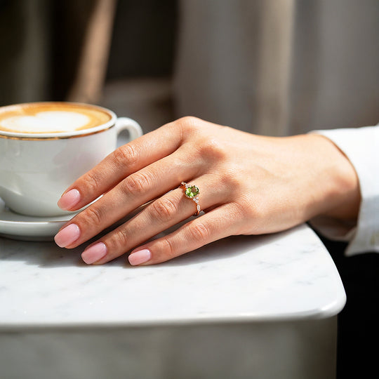 Solitaire Ring | Oval Cut | Peridot Diamond Simulant | Gold Plated | Luxe5178 - Rings | Singapore Jewellery, Wedding Rings &amp; Gifts | Same Day Delivery | Tiara.com.sg
