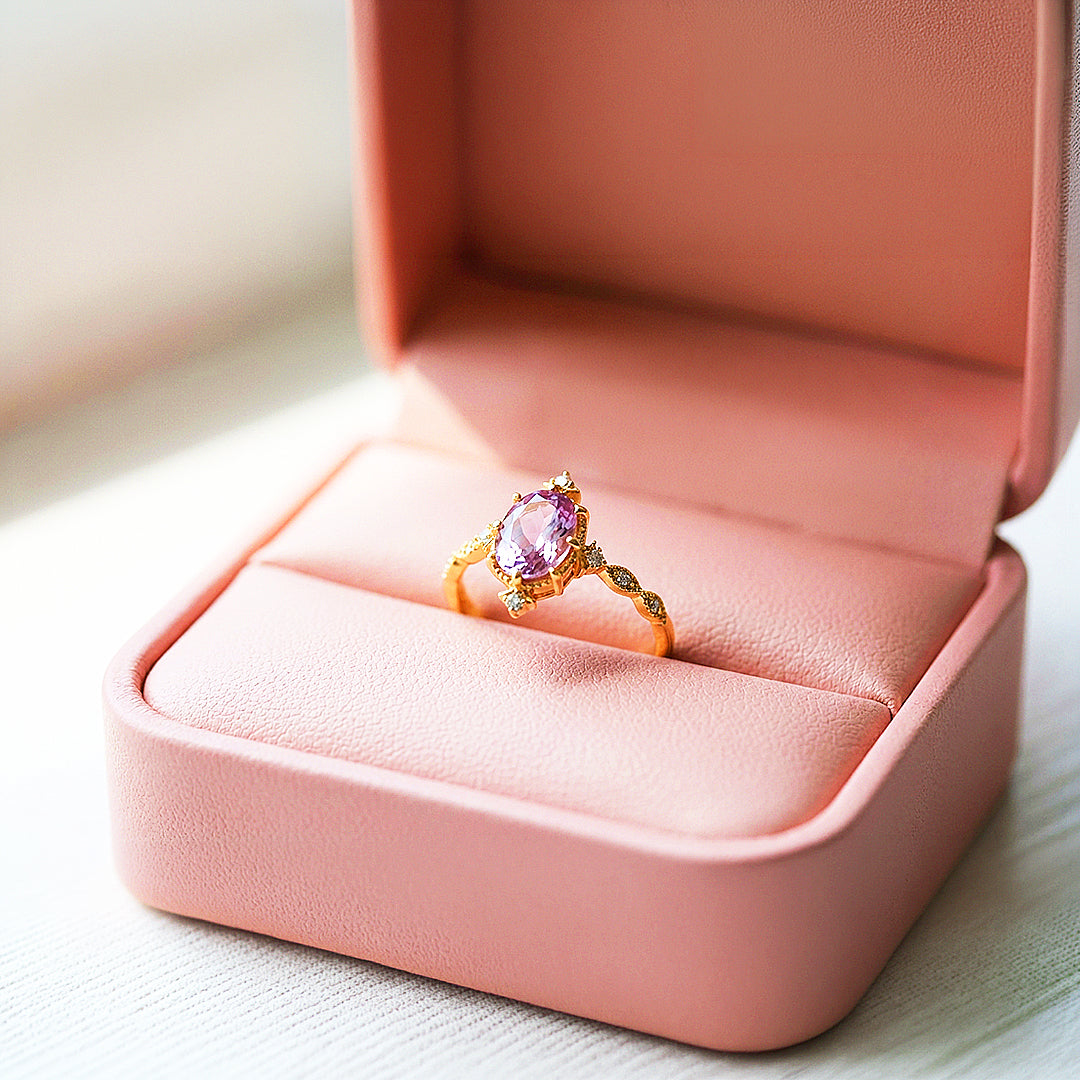 Solitaire Ring | Oval Cut | Amethyst Diamond Simulant | Luxe5179 - Rings | Singapore Jewellery, Wedding Rings &amp; Gifts | Same Day Delivery | Tiara.com.sg