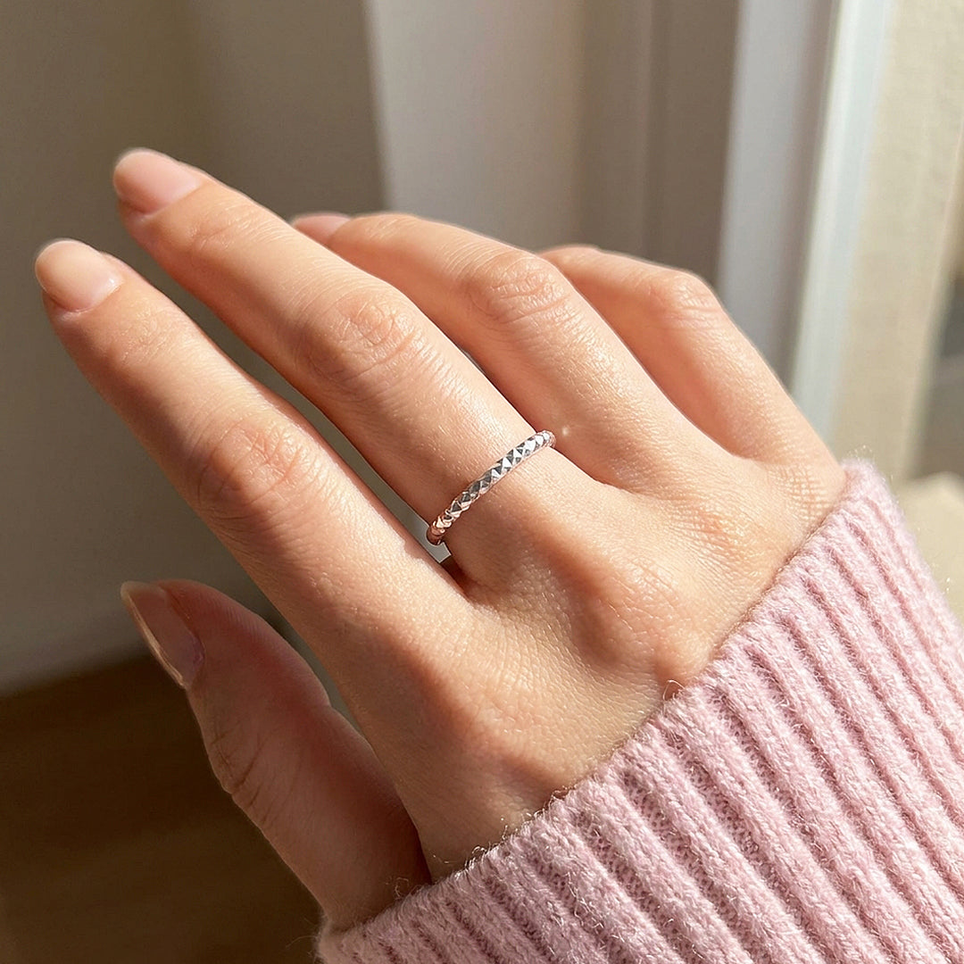 Faceted Texture Band Ring | 925 Sterling Silver | Prm5010