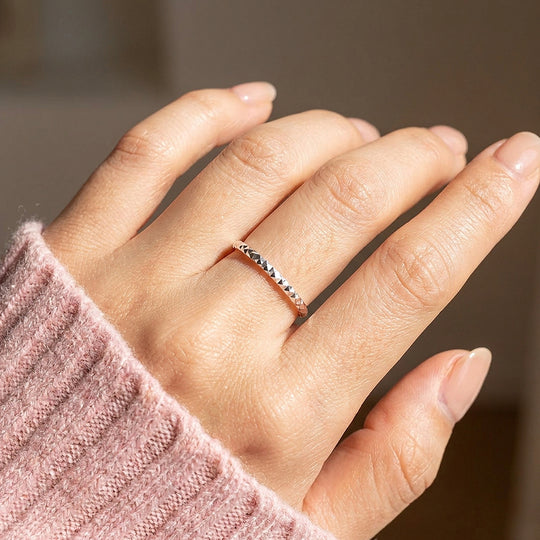 Faceted Texture Band Ring | 925 Sterling Silver | Prm5010