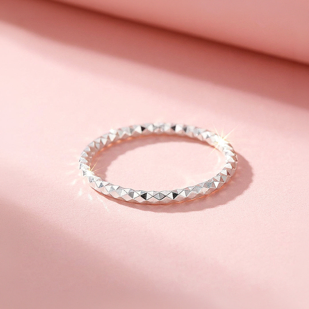 Faceted Texture Band Ring | 925 Sterling Silver | Prm5010