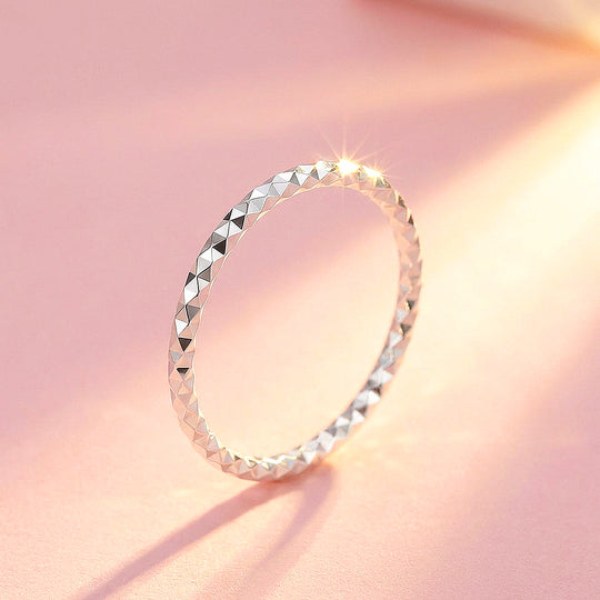 Faceted Texture Band Ring | 925 Sterling Silver | Prm5010