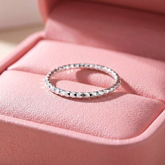 Faceted Texture Band Ring | 925 Sterling Silver | Prm5010