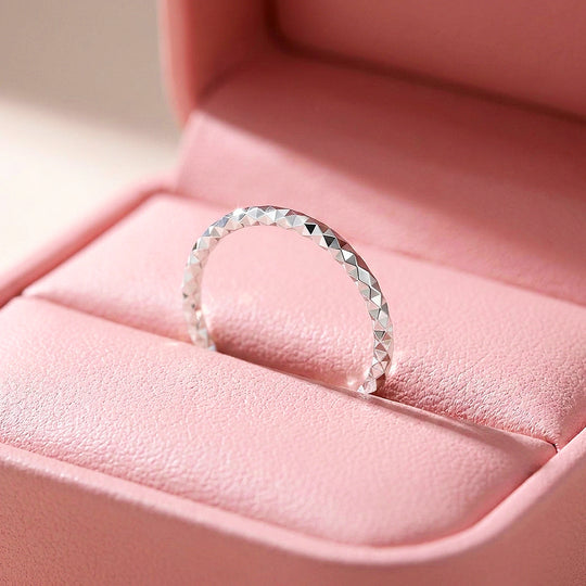 Faceted Texture Band Ring | 925 Sterling Silver | Prm5010