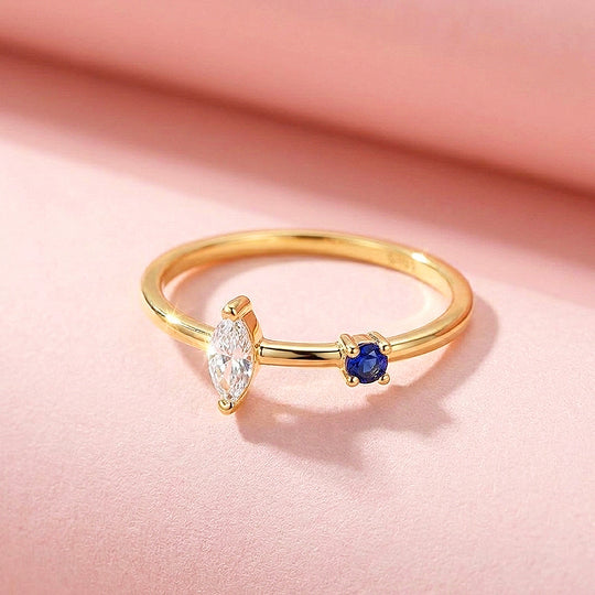 Marquise &amp; Navy Duo Ring | Diamond Simulant | 925 Sterling Silver | Prm5012
