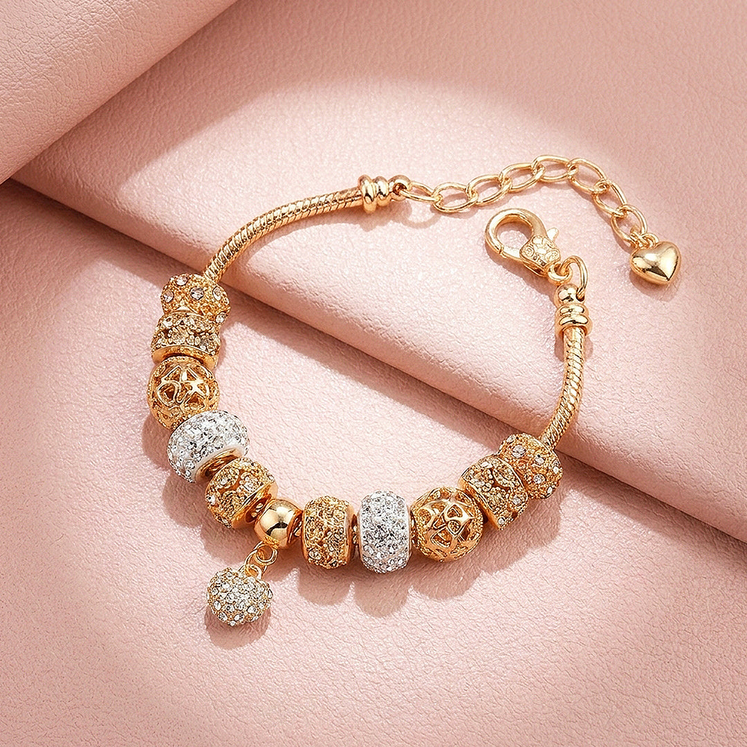 Pavé Heart Charm Bracelet | Diamond Simulant | Luxe6055