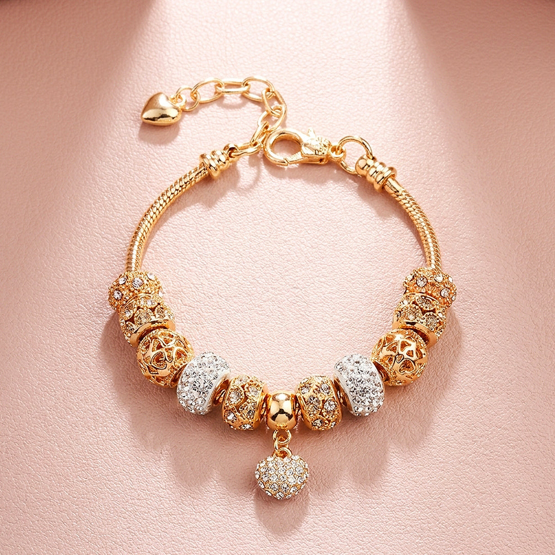 Pavé Heart Charm Bracelet | Diamond Simulant | Luxe6055