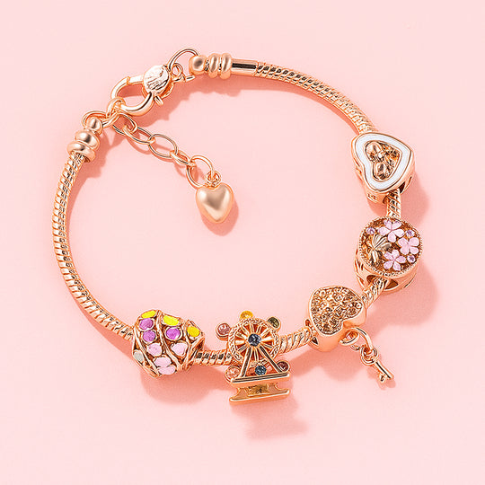 Luxe6079: The Rose Gold Carousel Charm Bracelet