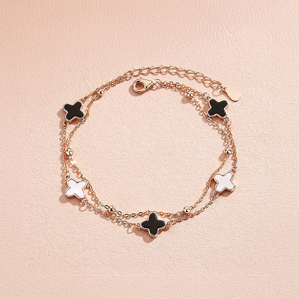Rose Gold Clover Double-Strand Bracelet | Women's Bracelet | Luxe6121