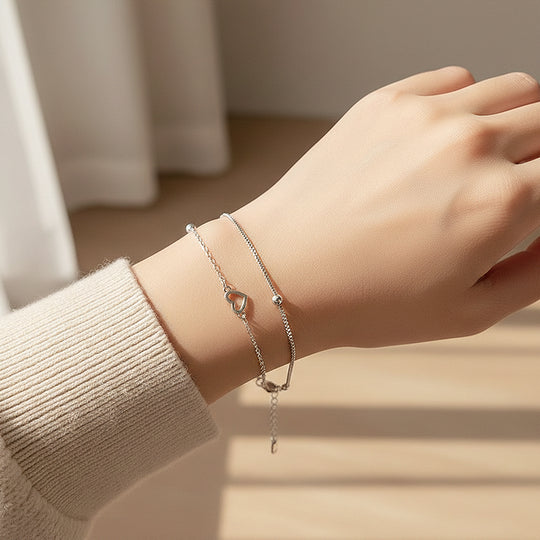 Dual-Heart Layered Satellite Bracelet | Luxe6132 - bangle | Singapore Jewellery, Wedding Rings &amp; Gifts | Same Day Delivery | Tiara.com.sg