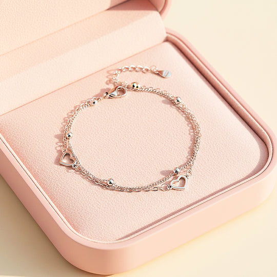 Dual-Heart Layered Satellite Bracelet | Luxe6132 - bangle | Singapore Jewellery, Wedding Rings &amp; Gifts | Same Day Delivery | Tiara.com.sg