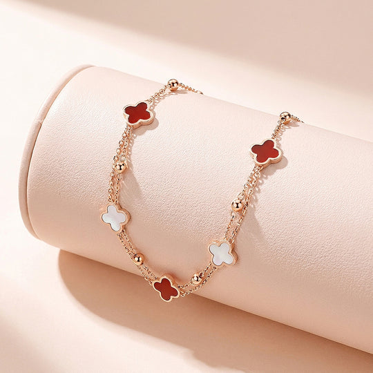 Red Clover Double-Strand Bracelet | Women&