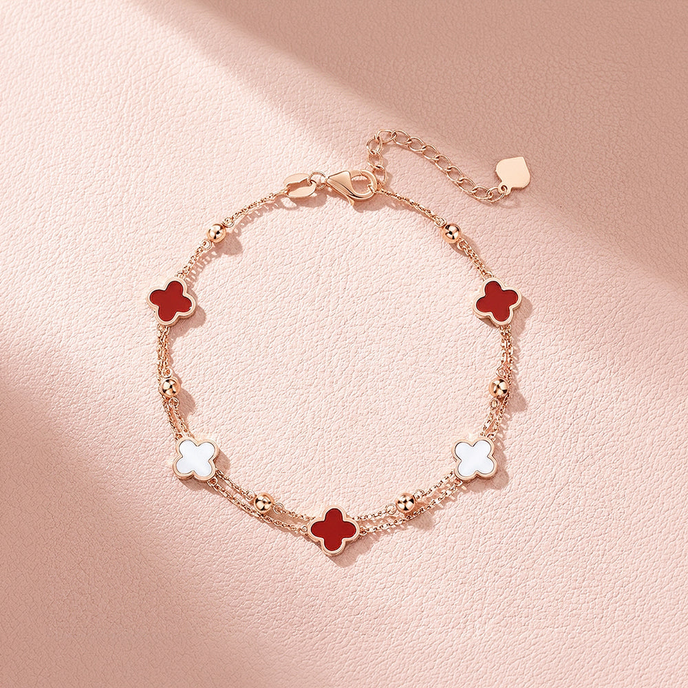 Red Clover Double-Strand Bracelet | Women's Bracelet | Luxe6176
